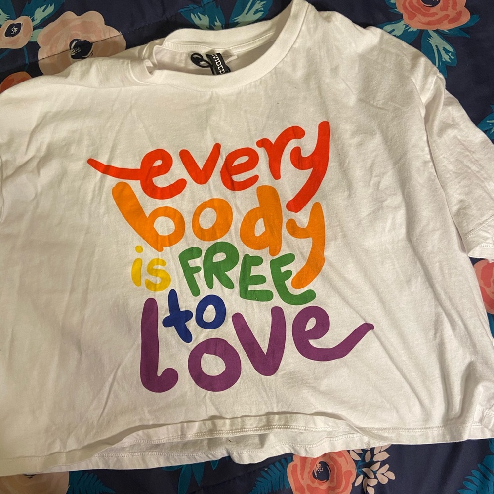 Rainbow Words White Cropped Tee